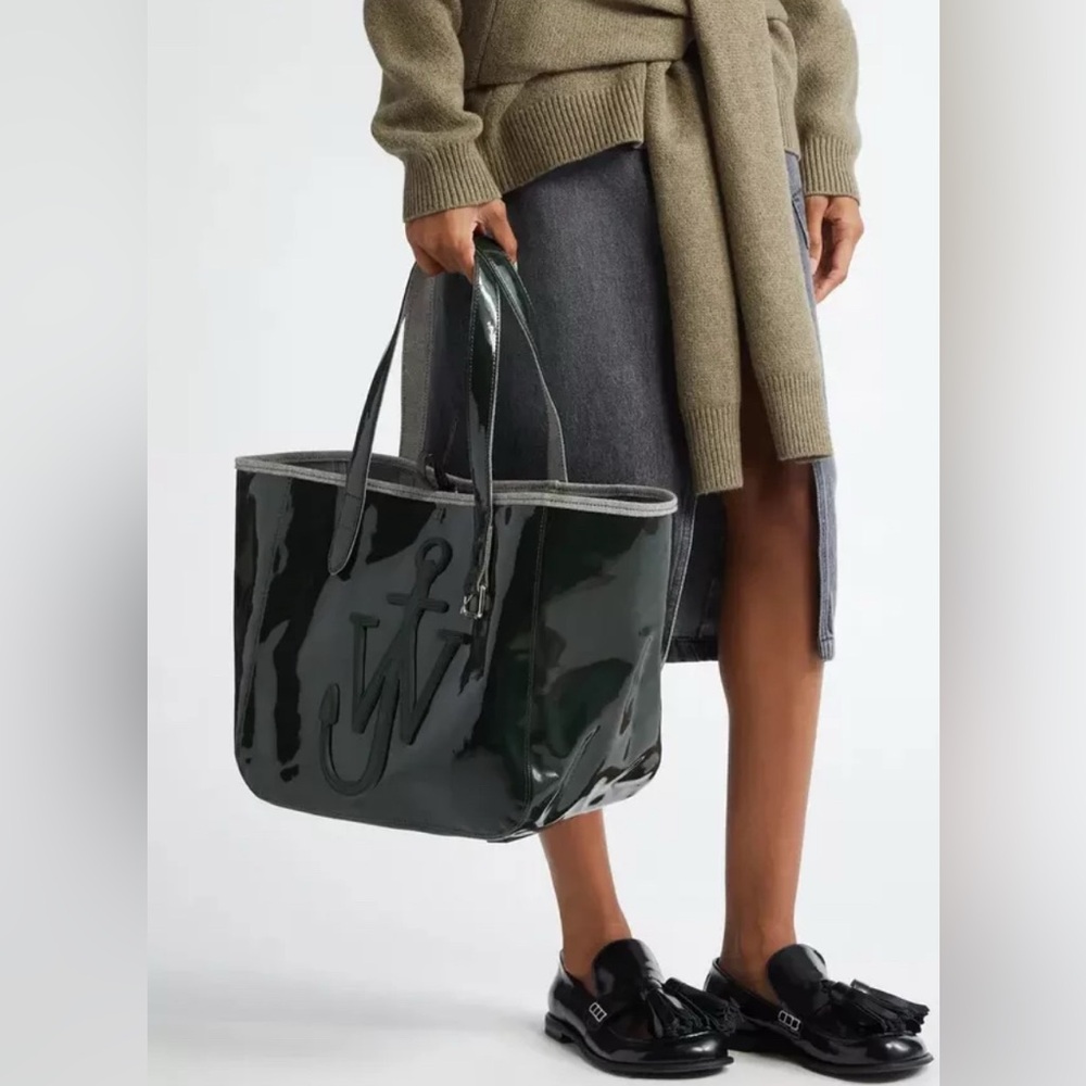 JW Anderson Belt Anchor Logo Coated Denim Tote